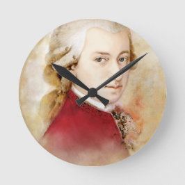 Reloj Redondo Mediano Wolfgang Amadeus Mozart im Aquarell Stil