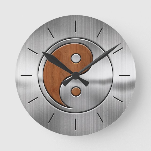 Reloj Redondo Mediano Wood Chrome Yang (Anverso)