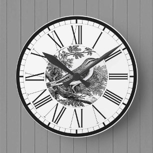 Reloj Redondo Mediano Wood Warbler Ilustracion Británico de Aves Ronda R