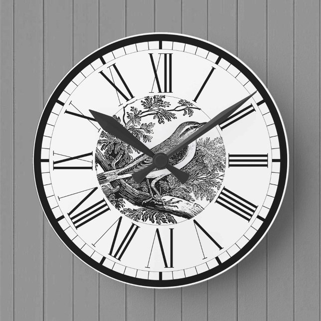 Reloj Redondo Mediano Wood Warbler Ilustracion Británico de Aves Ronda R (Subido por el creador)