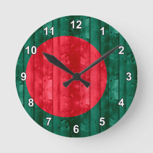 Reloj Redondo Mediano Wooden Bangladeshi Flag