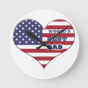 Reloj Redondo Mediano World's Best Dad American Flag Heart