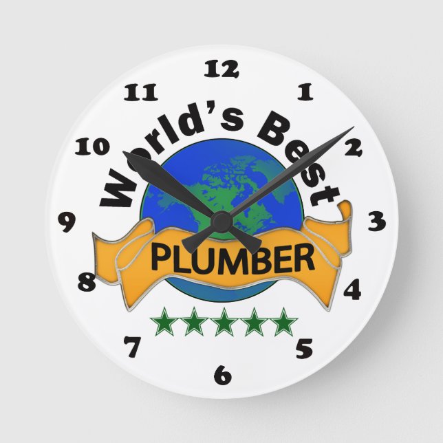 Reloj Redondo Mediano World's Best Plumber (Anverso)
