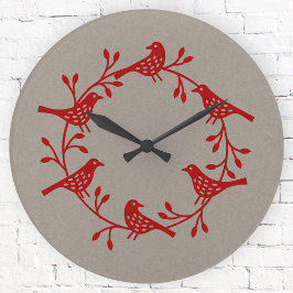 Reloj Redondo Mediano Wreath de aves escandinavas