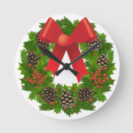 Reloj Redondo Mediano Wreath, Navidades alegres