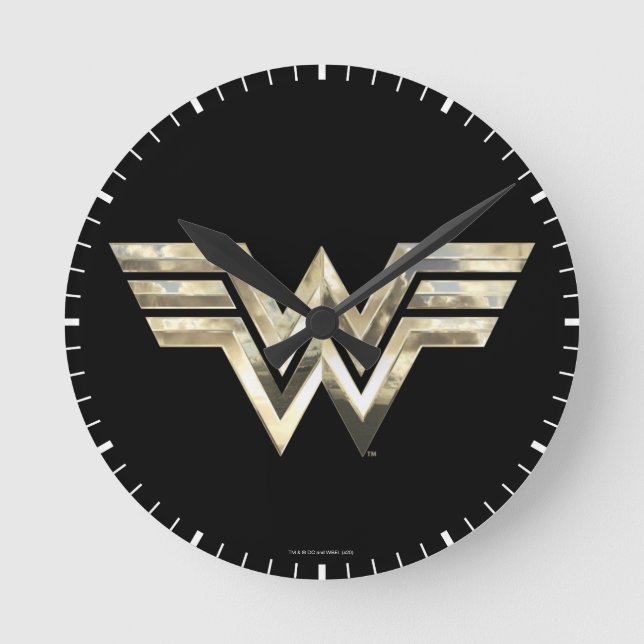 Reloj Redondo Mediano WW84| Logo De La Mujer Maravilla Dorada (Anverso)