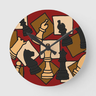 Reloj Redondo Mediano WW- el juego de ajedrez junta las piezas de arte