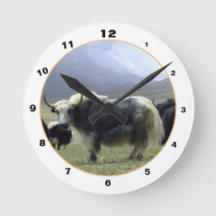 Reloj Redondo Mediano Yaks y montañas del Himalaya en Ladakh/Yak Tibet