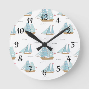 Reloj Redondo Mediano Yates de verano con velero