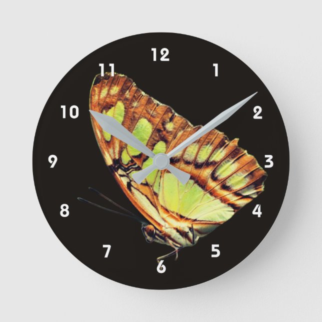 Reloj Redondo Mediano Yellow Butterfly Nature (Anverso)