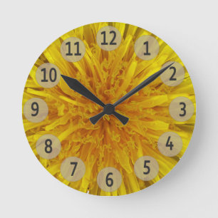 Reloj Redondo Mediano Yellow Dandelion Flower Photo Black Digits