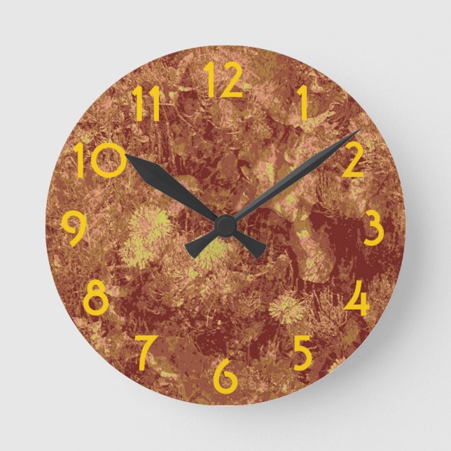 Reloj Redondo Mediano Yellow flower against leaf camouflage pattern (Anverso)