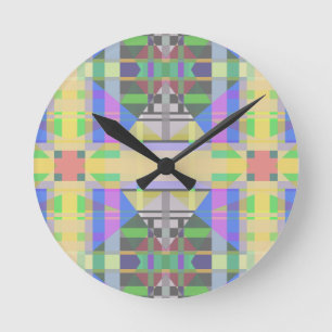 Reloj Redondo Mediano Yellow Green Blue Purple Geometric