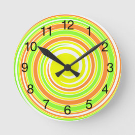 Reloj Redondo Mediano Yellow, Green, Orange Abstract Spiral