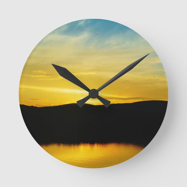 Reloj Redondo Mediano Yellow Mt Lake Sunset (Anverso)