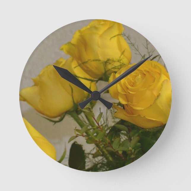 Reloj Redondo Mediano Yellow Roses (Anverso)