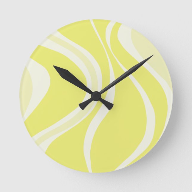 Reloj Redondo Mediano Yellow Waves Wall Clock (Anverso)