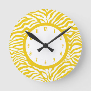 Reloj Redondo Mediano Yellow Zebra Stripe