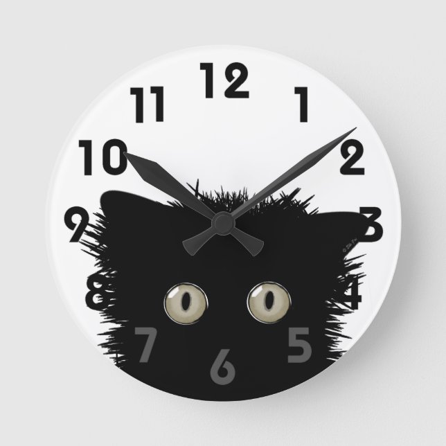 Reloj Redondo Mediano Yikes Black Cat Clock (Anverso)