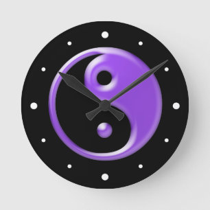 Reloj Redondo Mediano Yin púrpura brillante Yang