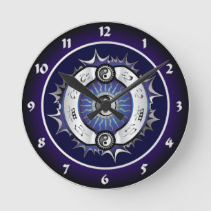 Reloj Redondo Mediano Yin Yang azul eléctrico