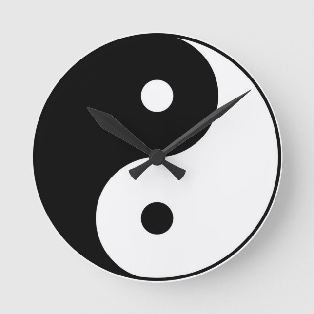 Reloj Redondo Mediano yin yang black white symbol (Anverso)