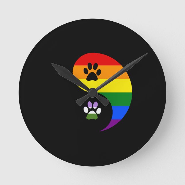 Reloj Redondo Mediano Yin Yang Genderqueer Wall Clock (Anverso)