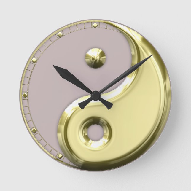 Reloj Redondo Mediano Yin Yang Gold (Anverso)