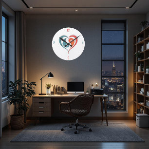 Reloj Redondo Mediano Yin Yang Heart Artistic