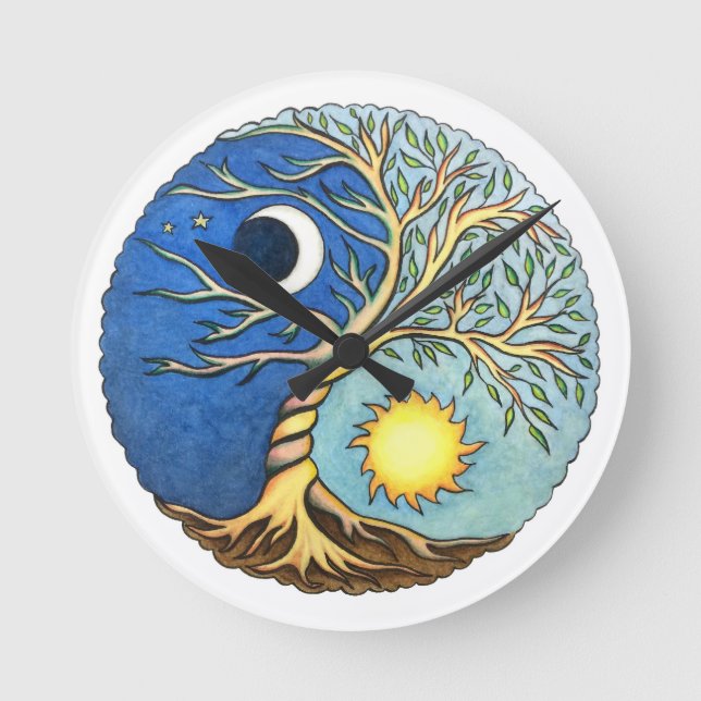 Reloj Redondo Mediano Yin-Yang Moon and Sun (Anverso)