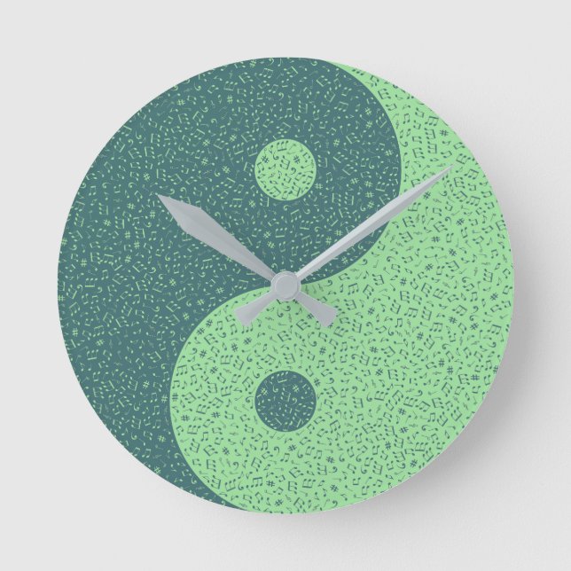 Reloj Redondo Mediano Yin Yang Music Notes (Anverso)
