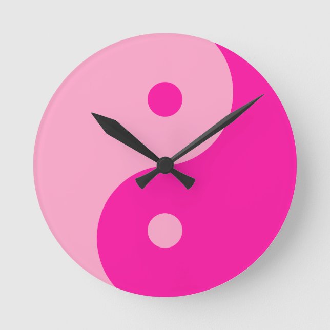 Reloj Redondo Mediano Yin Yang Pink (Anverso)