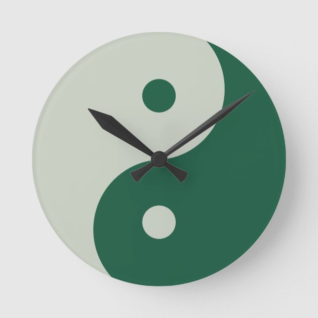 Reloj Redondo Mediano Yin Yang Sage Green (Anverso)