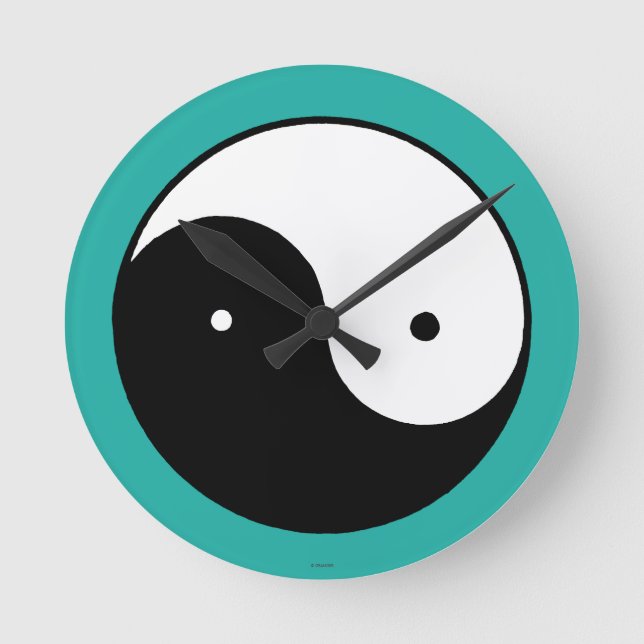 Reloj Redondo Mediano Yin Yang Symbol (Anverso)