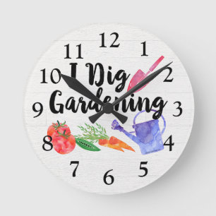 Reloj Redondo Mediano Yo cavo jardinería de jardín dulce