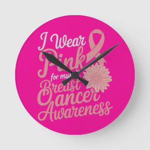Reloj Redondo Mediano Yo uso rosa para mí - Conciencia sobre el cáncer d
