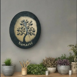 Reloj Redondo Mediano Yoga Studio Meditation Instructor Black Gold Tree