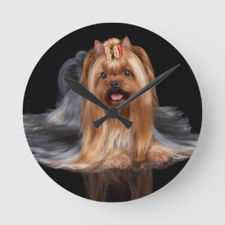 Reloj Redondo Mediano Yorkshire Terrier en negro