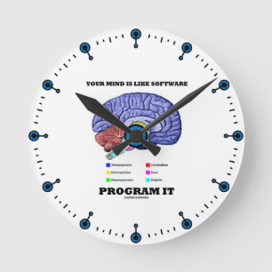 Reloj Redondo Mediano Your Mind Is Like Software Program It (Brain)