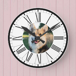 Reloj Redondo Mediano Your Pet Photograph on a Personalized Round Clock