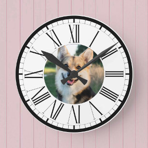Reloj Redondo Mediano Your Pet Photograph on a Personalized Round Clock