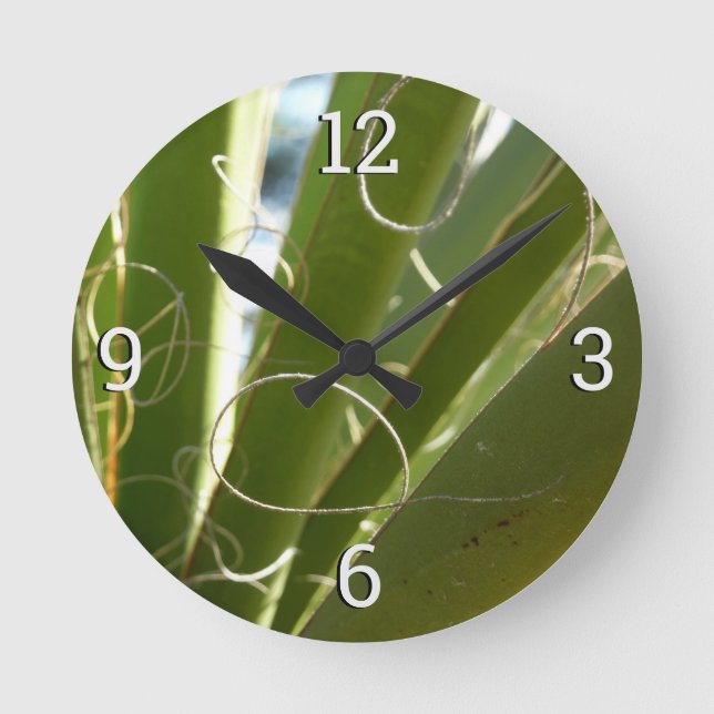 Reloj Redondo Mediano Yucca deja fotografía verde de la naturaleza (Anverso)