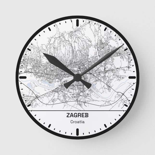 Reloj Redondo Mediano Zagreb Clock City Line Art (Anverso)