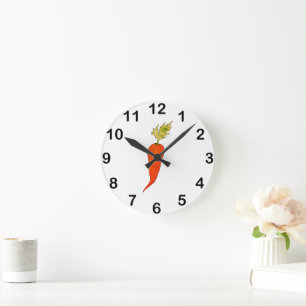 Reloj Redondo Mediano Zanahoria juguetona de acuarela