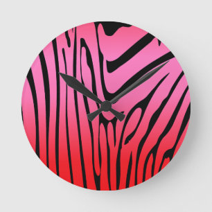 Reloj Redondo Mediano Zebra Rojo