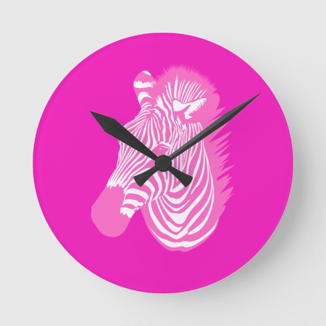 Reloj Redondo Mediano Zebra rosa (Anverso)