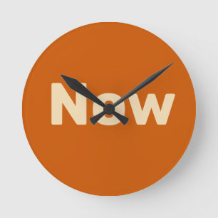 Reloj Redondo Mediano Zen, atención, simple, naranja quemado