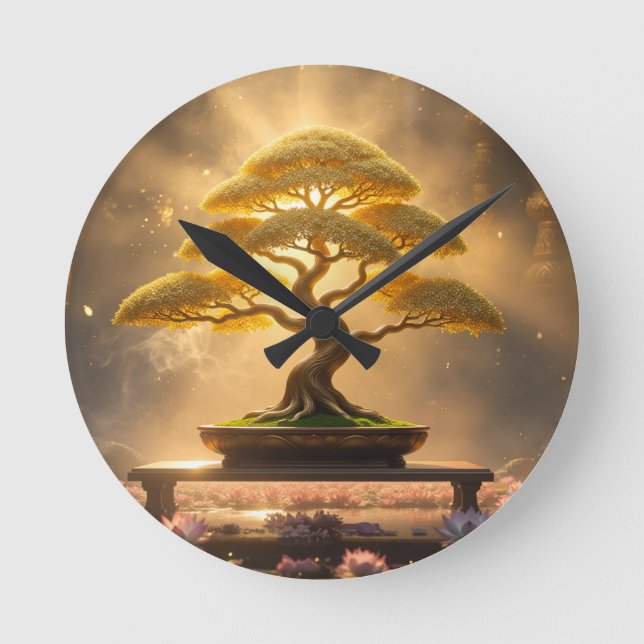 RELOJ REDONDO MEDIANO ZEN BUDDHISM - BONSAI TREE - (Anverso)