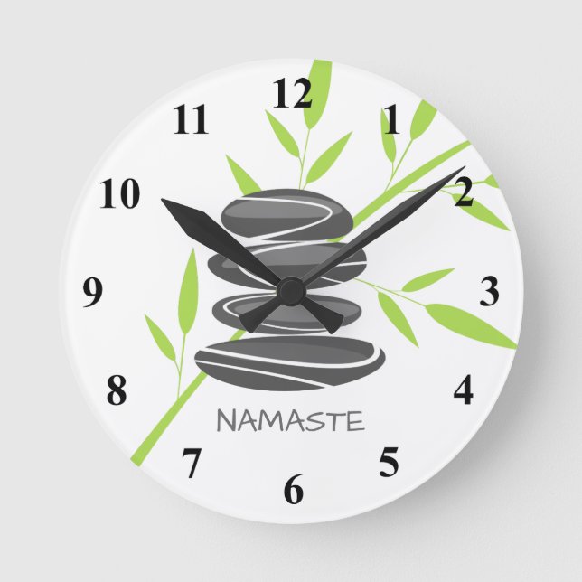 Reloj Redondo Mediano Zen piedras de guijarros apilar yoga meditación re (Anverso)