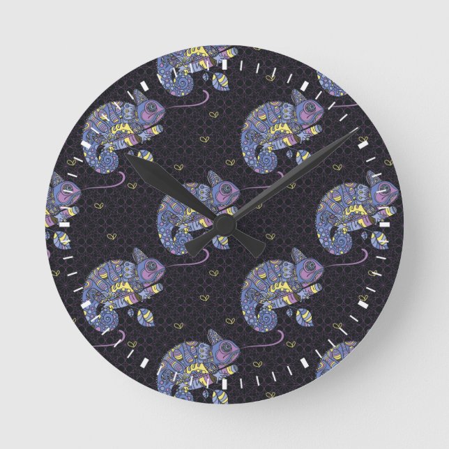 Reloj Redondo Mediano Zentangle Lizard (Anverso)